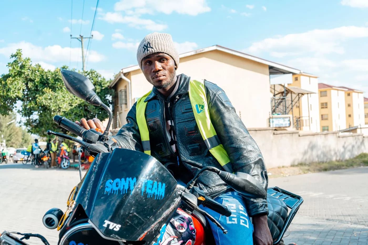 Boda-boda rider on his motorbike
