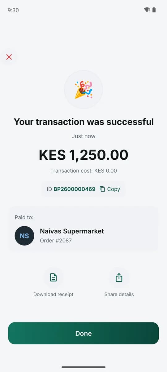 Customer app · Receipt