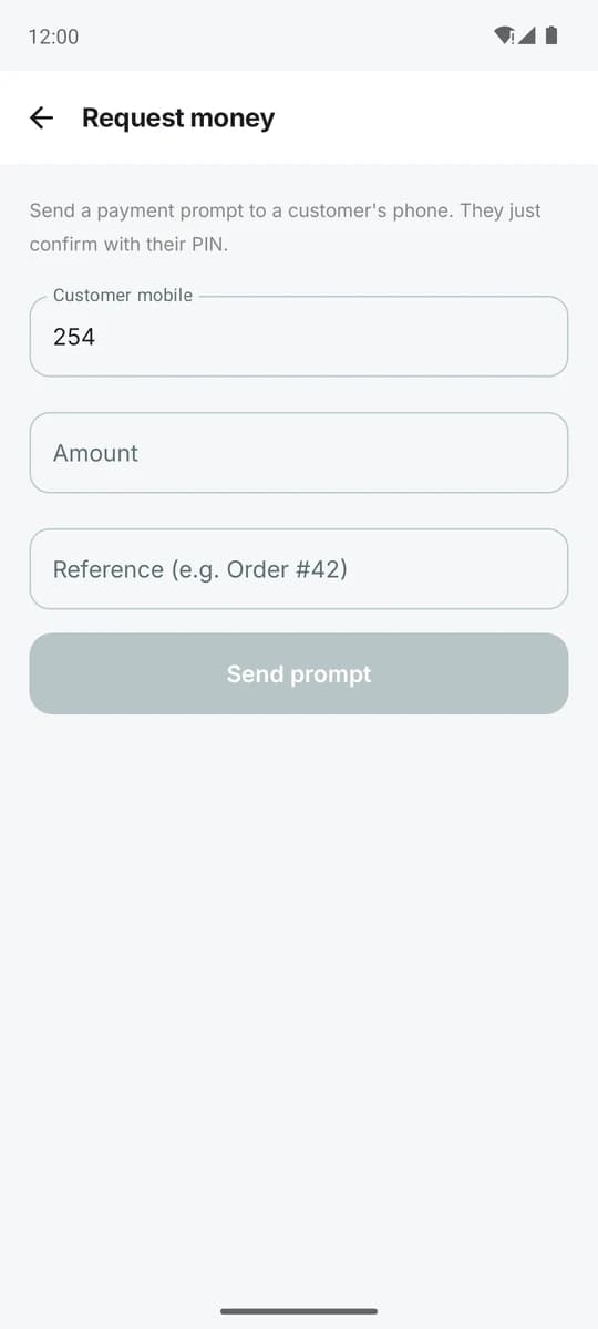 Business app · Request money